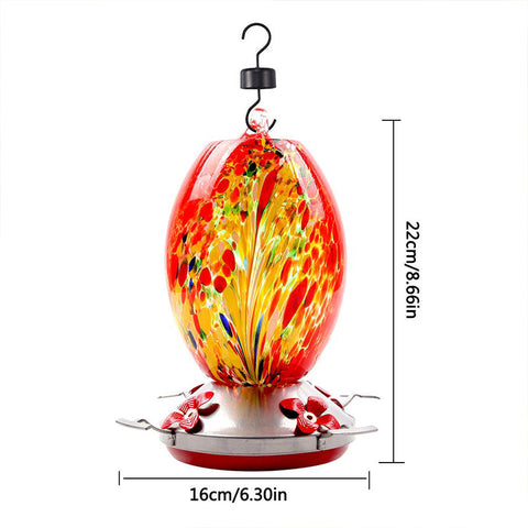 Hatmeo Blown Glass Hummingbird Feeder