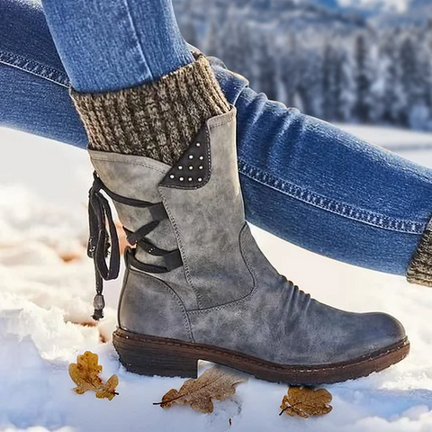 Hatmeo Women's Winter Warm Back Lace Up Snow Boots