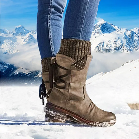 Hatmeo Women's Winter Warm Back Lace Up Snow Boots