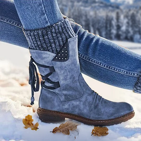 Hatmeo Women's Winter Warm Back Lace Up Snow Boots