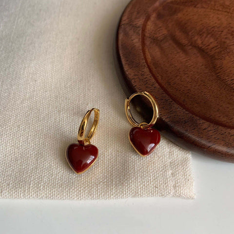 🔥🔥🔥Drop Glaze Earrings with Red Heart-BT005