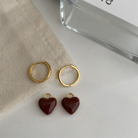 🔥🔥🔥Drop Glaze Earrings with Red Heart-BT005
