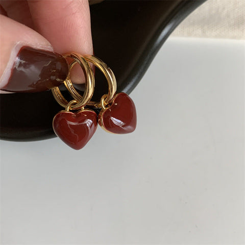 🔥🔥🔥Drop Glaze Earrings with Red Heart-BT005